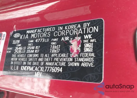 2020 Kia Sportage Lx z USA, uszkodzony, nr VIN KNDPMCACXL7776094